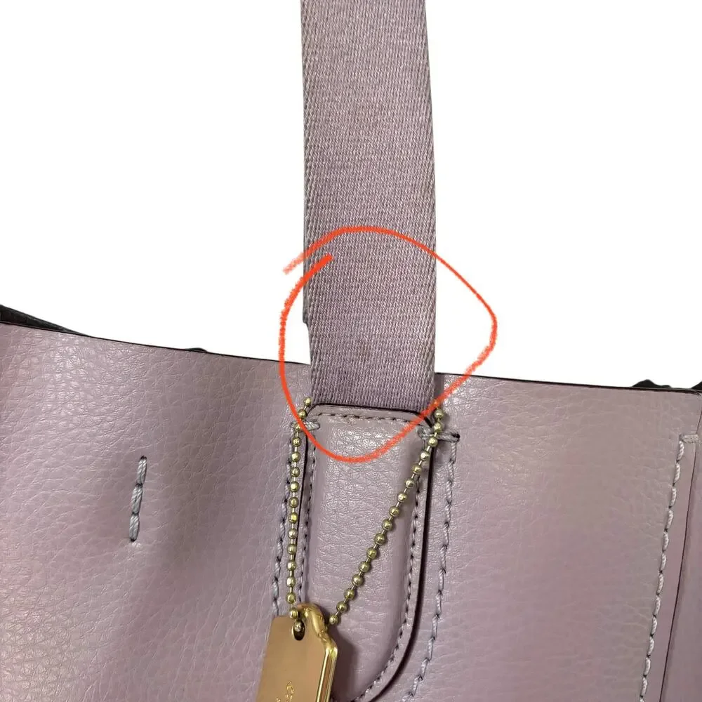 Coach Derby Tote Bag Pebbled Leather Handbag Soft Lilac Pink Purple Purse 58660 - Picture 11 of 15
